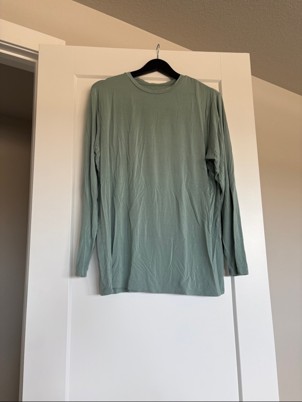 Men's Long-Sleeve Crewneck Tee in Sage Green